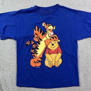 Vintage Winnie The Pooh &‎ Tigger Blue T Shirt Disney Youth L/XL